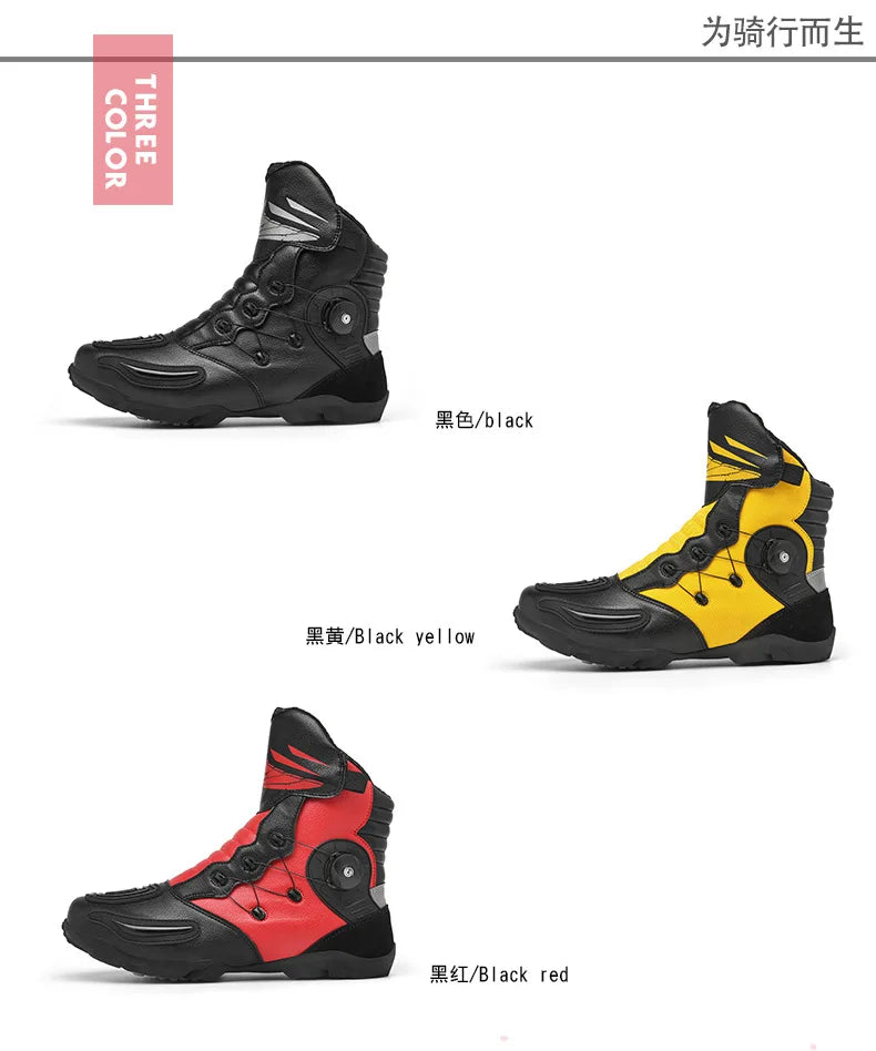37-48 Motorcycle Boots Non-Slip Studded Boots Leather Enduro Motorcycle Boots Men's Biker Boot Four Seasons Riding Racing Shoes