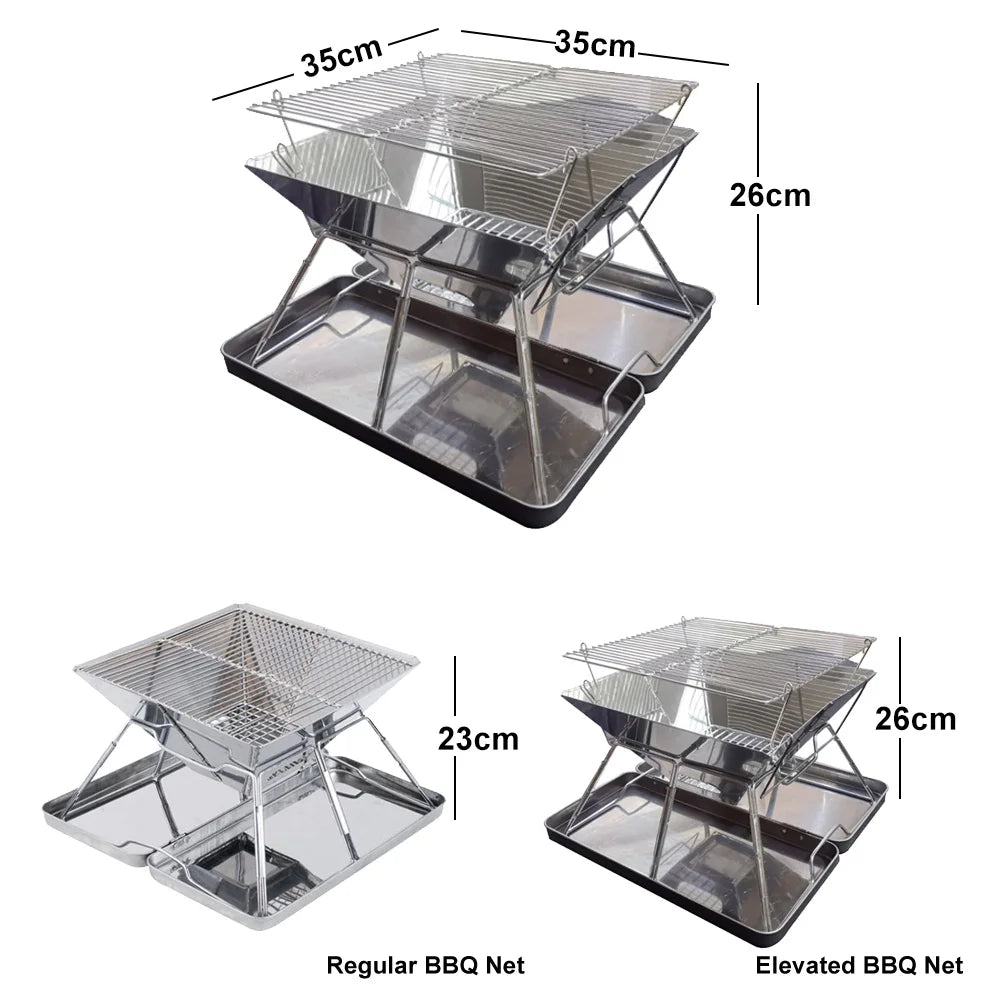 Camping Wood Stove Brazier Camping Fire Wood Heater Portable Folding Hike Barbecue BBQ Charcoal Grill Stand