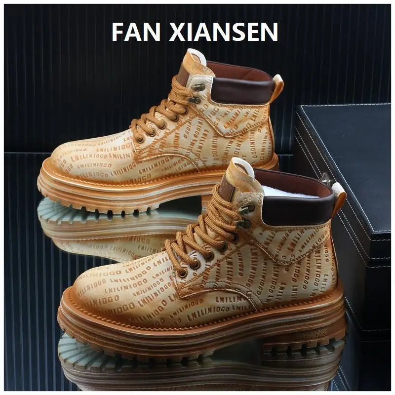 Motorcycle cycling shoes Ankle Boots Casual Sneaker Leather Shoes Loafers  Boots for Men Sports and Wear Round Toe Army Boots