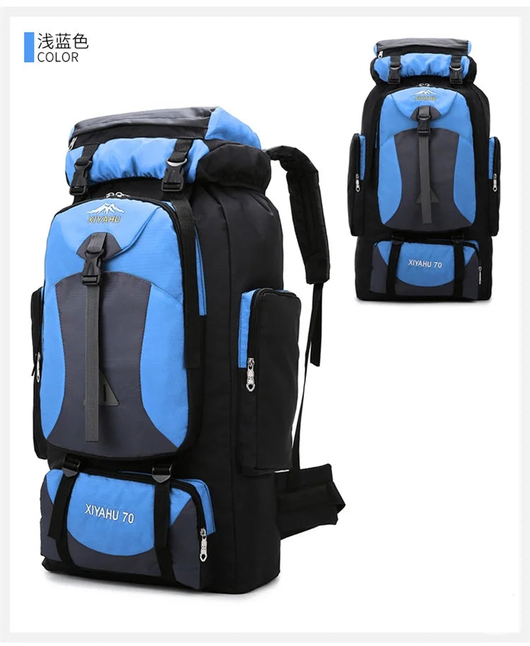 70L Outdoor Hiking Mountaineering Bag Large Capacity Waterproof Sports Travel Backpack Men Women Camping Climbing Bags Rucksack
