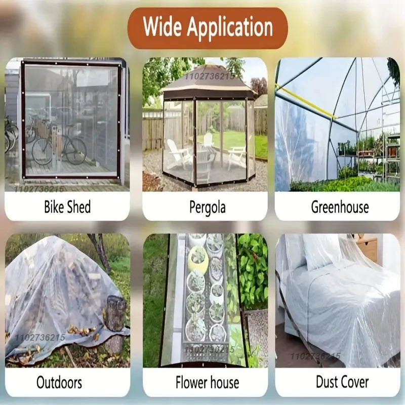 Transparent Waterproof Tarpaulin Garden Rainproof Clear Poly Tarp Plant Cover Insulation Shed Cloth with Grommets