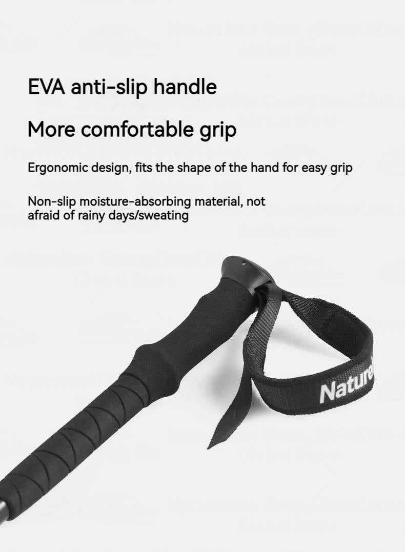 Naturehike ST03 7075 Aluminium Alloy Folding Trekking Pole Walking Stick Climbing Retractable 3 Sections Telescopic Alpenstocks