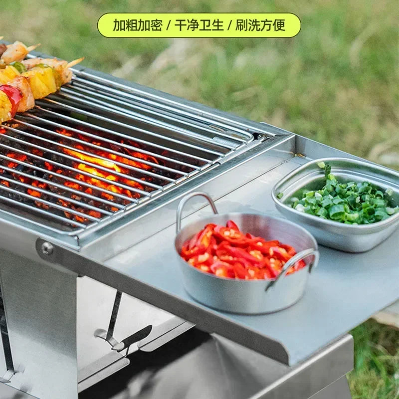 Commercial Folding BBQ Grills Portable Firewood Barbecue Utensils Cookware Brazier Charcoal Garden