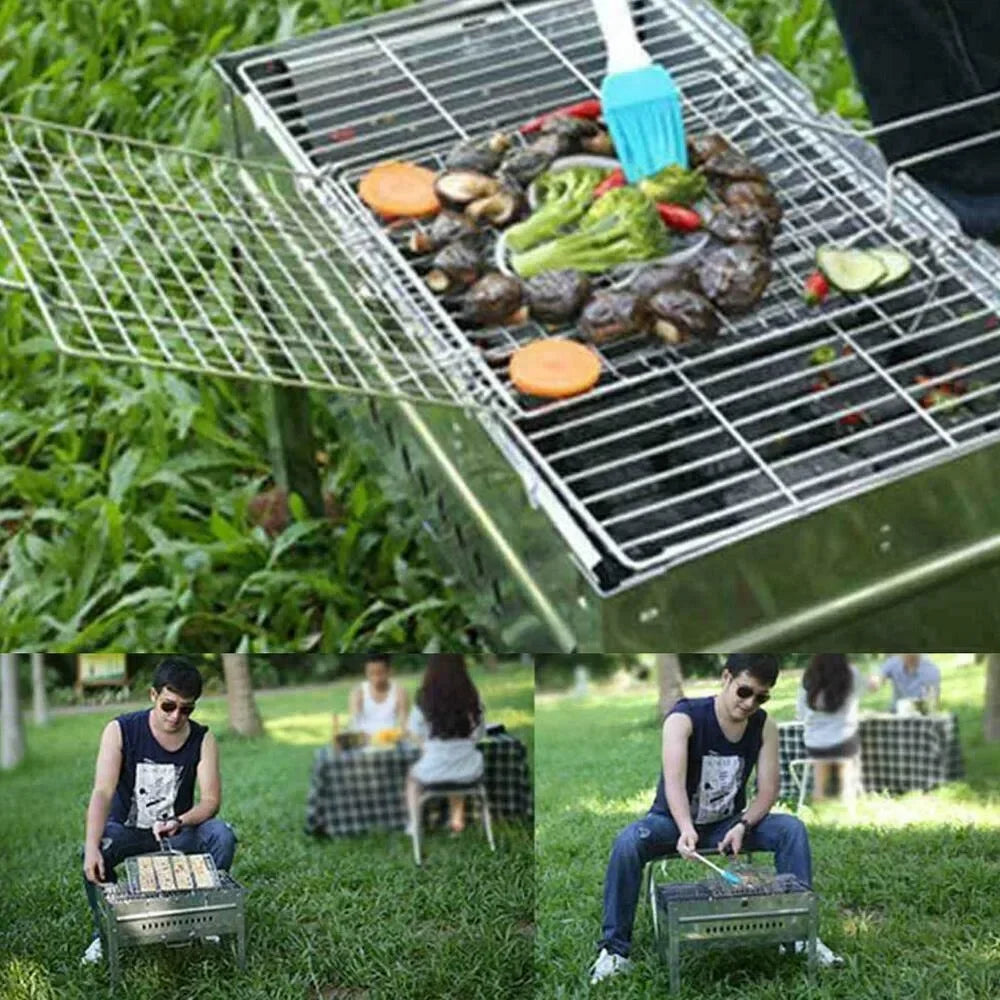 Silver Steak Meat Fish Net Size BBQ Net Tools Vegetable Barbecue Grilling Basket Grill  Rotisserie Grill  Barbecue Grill  Cucina