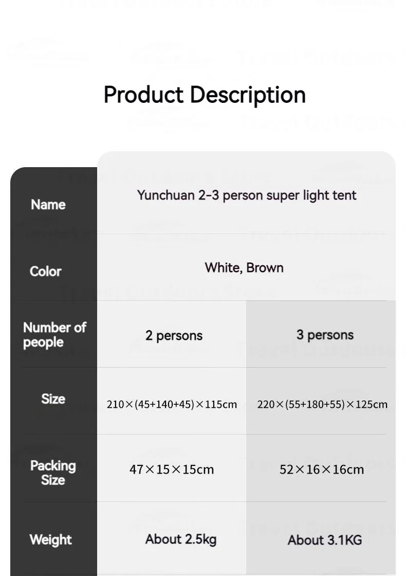 Naturehike Ultralight Backpacking Tent Dome Shelter Tent for 2-3 Person Camping Hiking Trekking Double Layer Lightweight 2.5kg