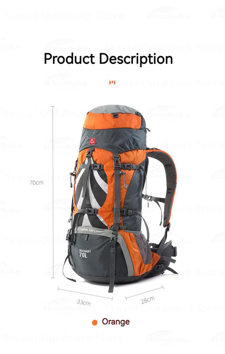 Naturehike 70L+5L Hiking Backpack Waterproof Outdoor Mountaineering Bag Knapsack Softback Big Capacity Rucksack With Rain Cover