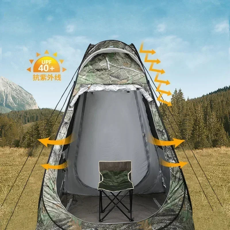 1-2Person Camouflage Ice Fishing Tent Anti-Mosquito  Rain-Proof Sunscreen Double Doors  2 Windows Pop-Up Quick Open150x150x190cm