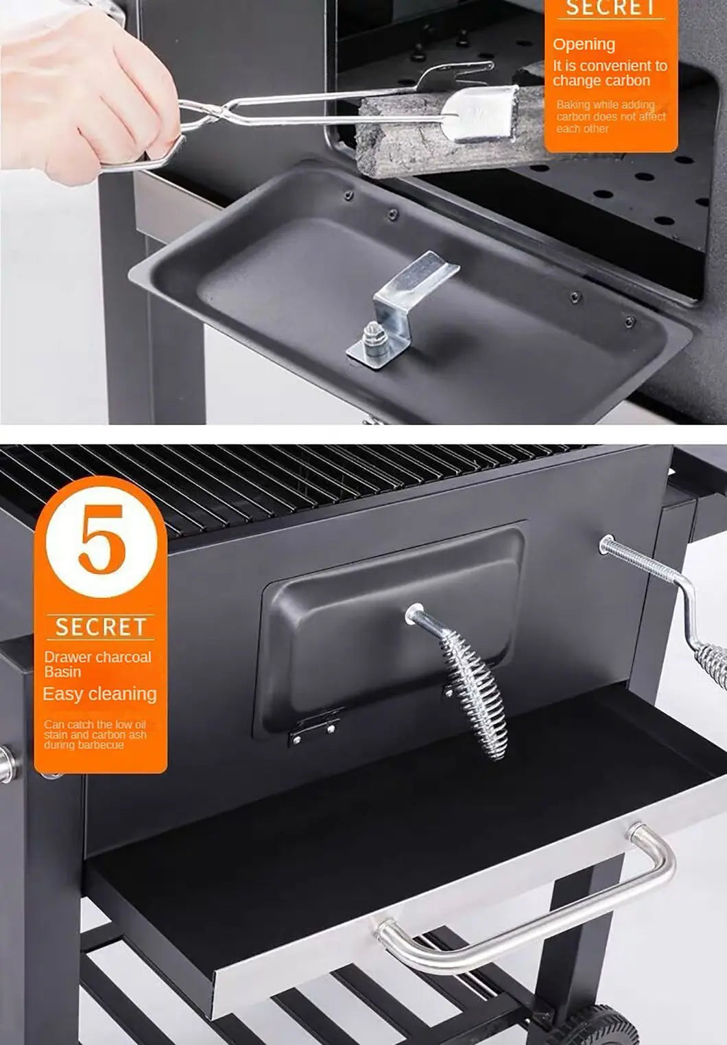 New Oil Drum Barrel Outdoor Charcoal Barbeque BBQ Grills Backyard Party Barbecue Smoker with Rotisserie Roast Chicken Rack