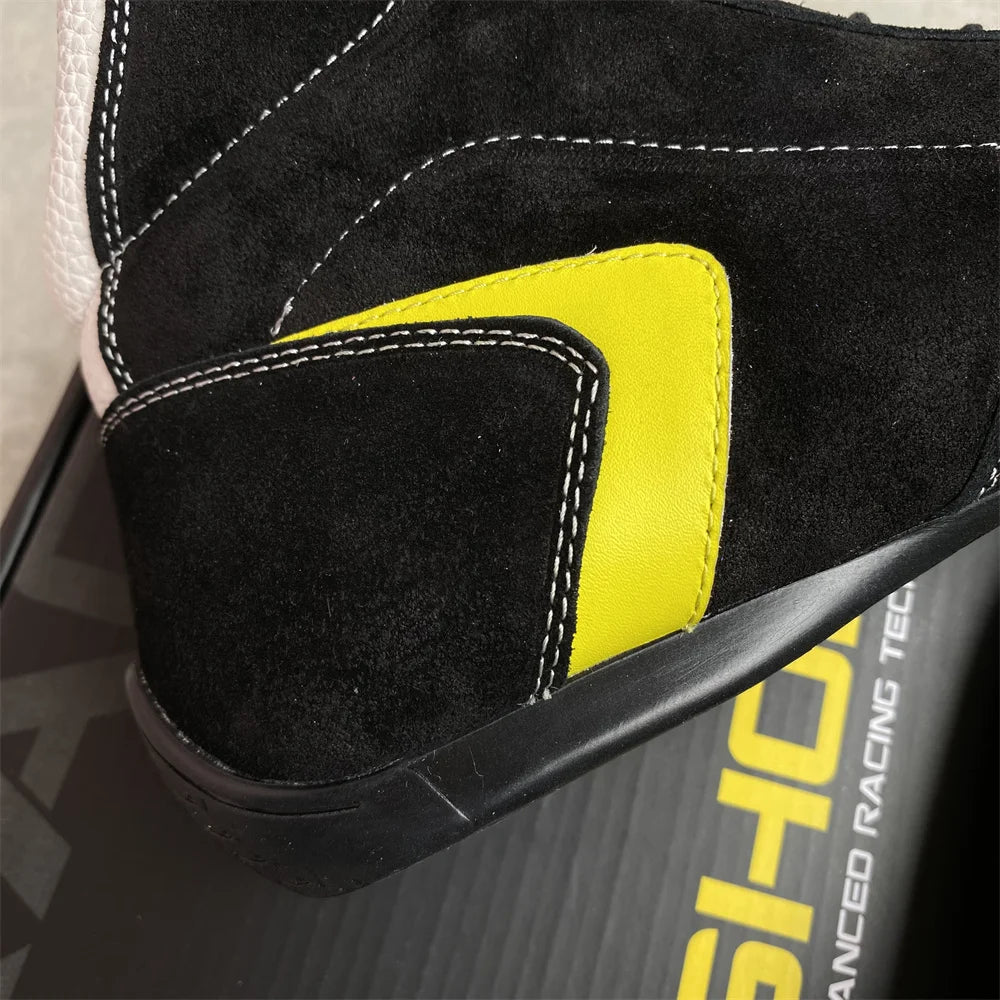 Suede Cowhide Kart Shoes Ankle Protection Off-road Racing Boots FIA Man Woman Retardant Karting Racing Shoes Wear-resistant