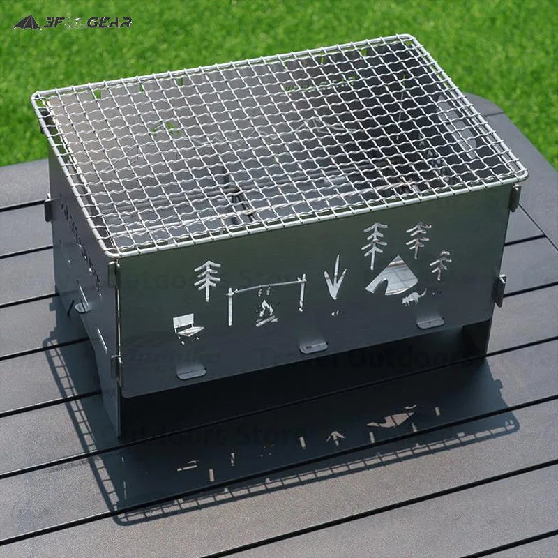 3F UL GEAR Camping Folding Firewood Stove All-In-One Style Tabletop BBQ Furnace 2.2kg Ultralight Outdoor Cooking Equipment Oven