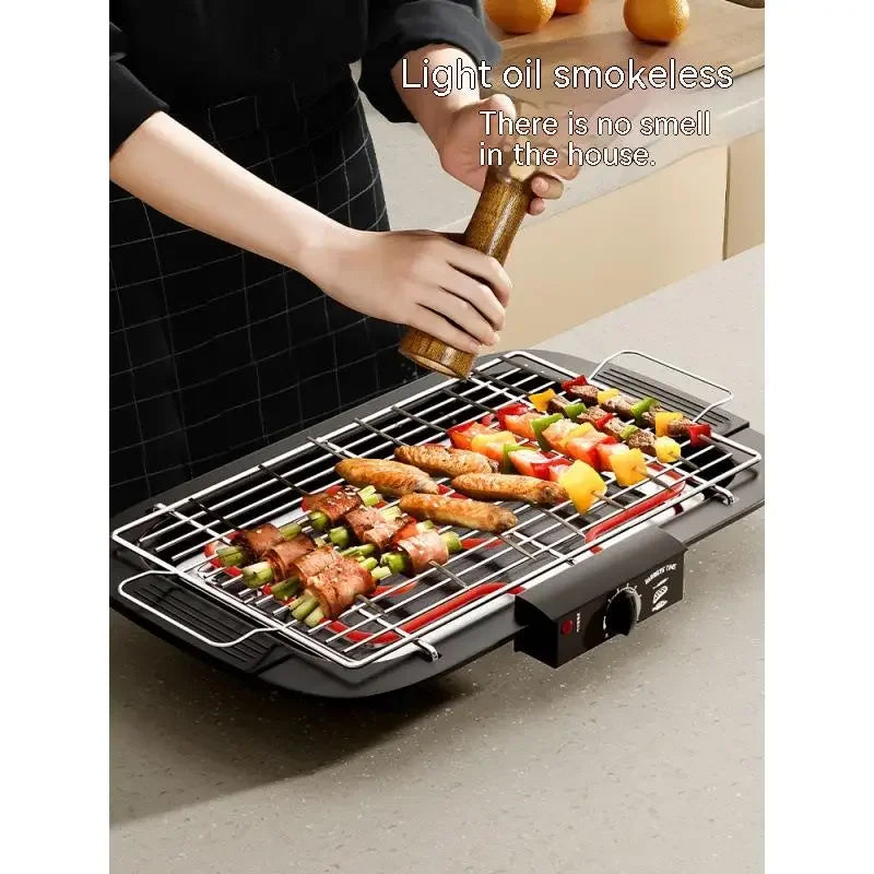 Electric Grill Indoor Smokeless Portable Food Barbecue Grill Smokeless Household Barbecue Grill Barbecue Skewers Portable Stove