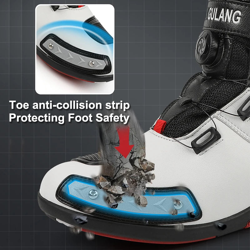 2024 New Motorcycle Boots Man Leather Motos Riders Protective Boots Waterproof Non-slip Motocross Mountain Racing Shoes