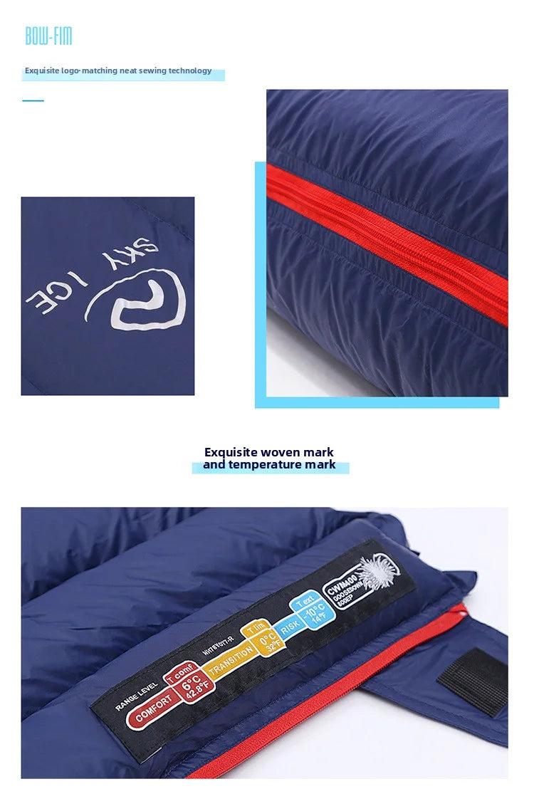 SKY ICE Lightweight Down Sleeping Bag White Goose Down Camping Portable