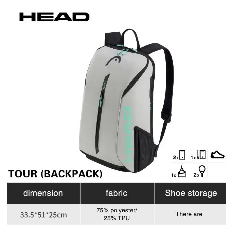 HEAD Tennis Bag TOUR TEAM Series Tennis Racket Backpack Male Multifunctional Sports Bag Female Tenis Padel Racket Bag Badminton