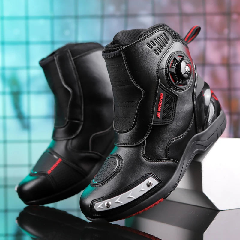 Fashion Men's Motorcycle Boots Waterproof Anti-Slip Motorbike Boots Man Motos Riding Shoes TPU Anti-collision Motocross Boot