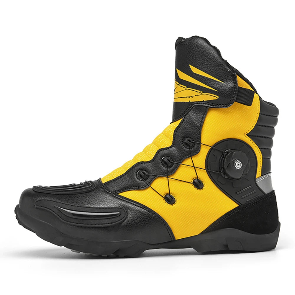 37-48 Motorcycle Boots Non-Slip Studded Boots Leather Enduro Motorcycle Boots Men's Biker Boot Four Seasons Riding Racing Shoes