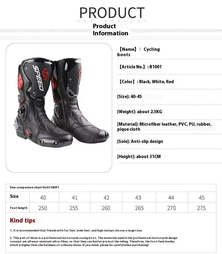 Riding Trider 100% NEW Motorcycle Boots Motocross Leather Long knee-high Shoes white black moto GP dirty bike SIZE 10-45 B1004