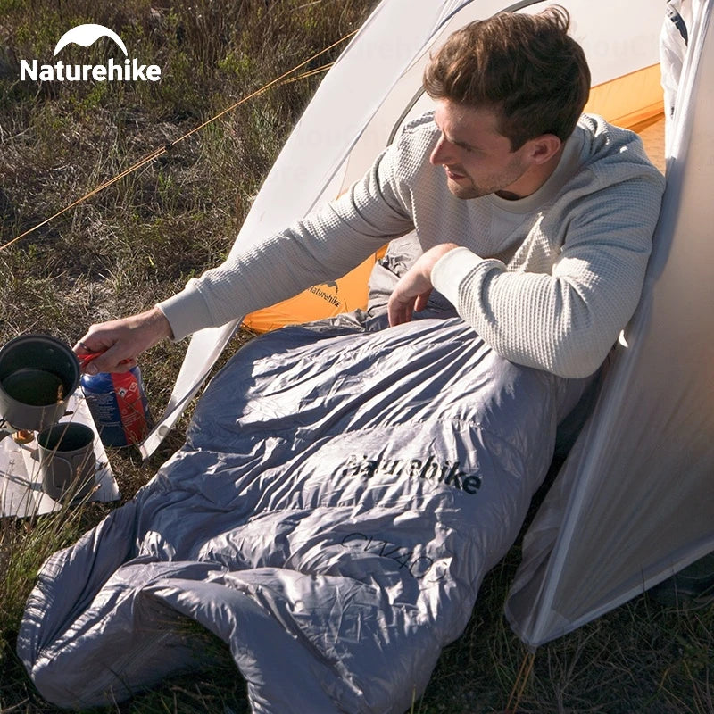Naturehike CW400 Sleeping Bag Winter 650FP Duck Down Hooded Hiking Sleeping Bag 20D Nylon Waterproof Ultralight Envelope Warm