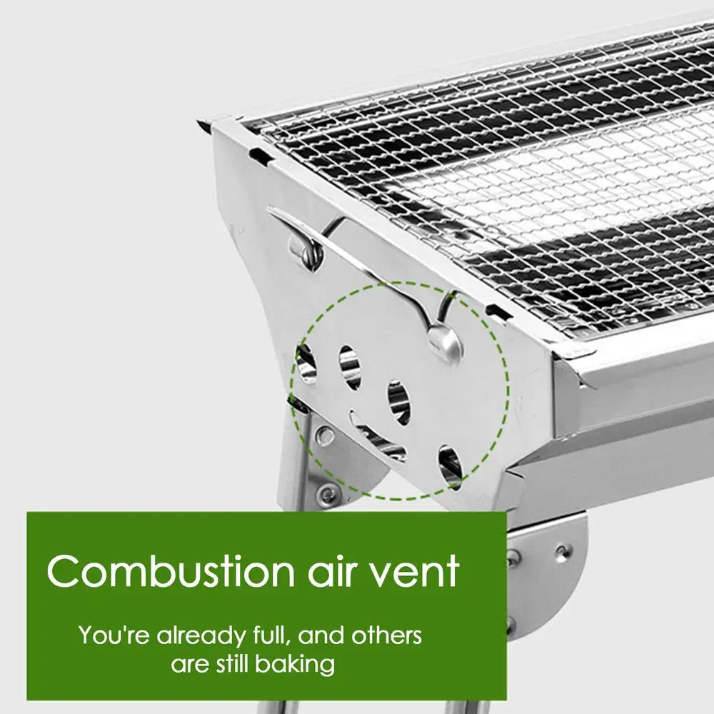 Folding Portable Barbecue Charcoal Grill Stainless Steel Large BBQ Grill Tool For Outdoor Cooking Camping Picnics Beach