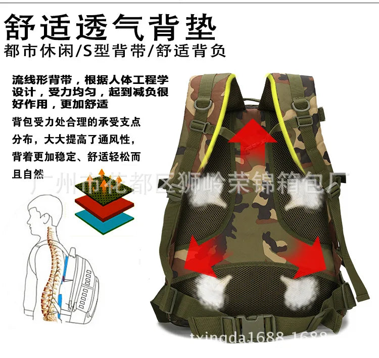Upgraded 3D Bag Camouflage Mountaineering Bag Tactical Backpack Outdoor Camping Travel Bag