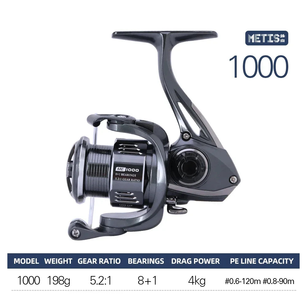 TSURINOYA Spinning Fishing Reel 8kg Drag  METIS 1000 2000 3000 4000 5000 Lightweight 8+1 Bearings Bass Saltwater Fishing Coil