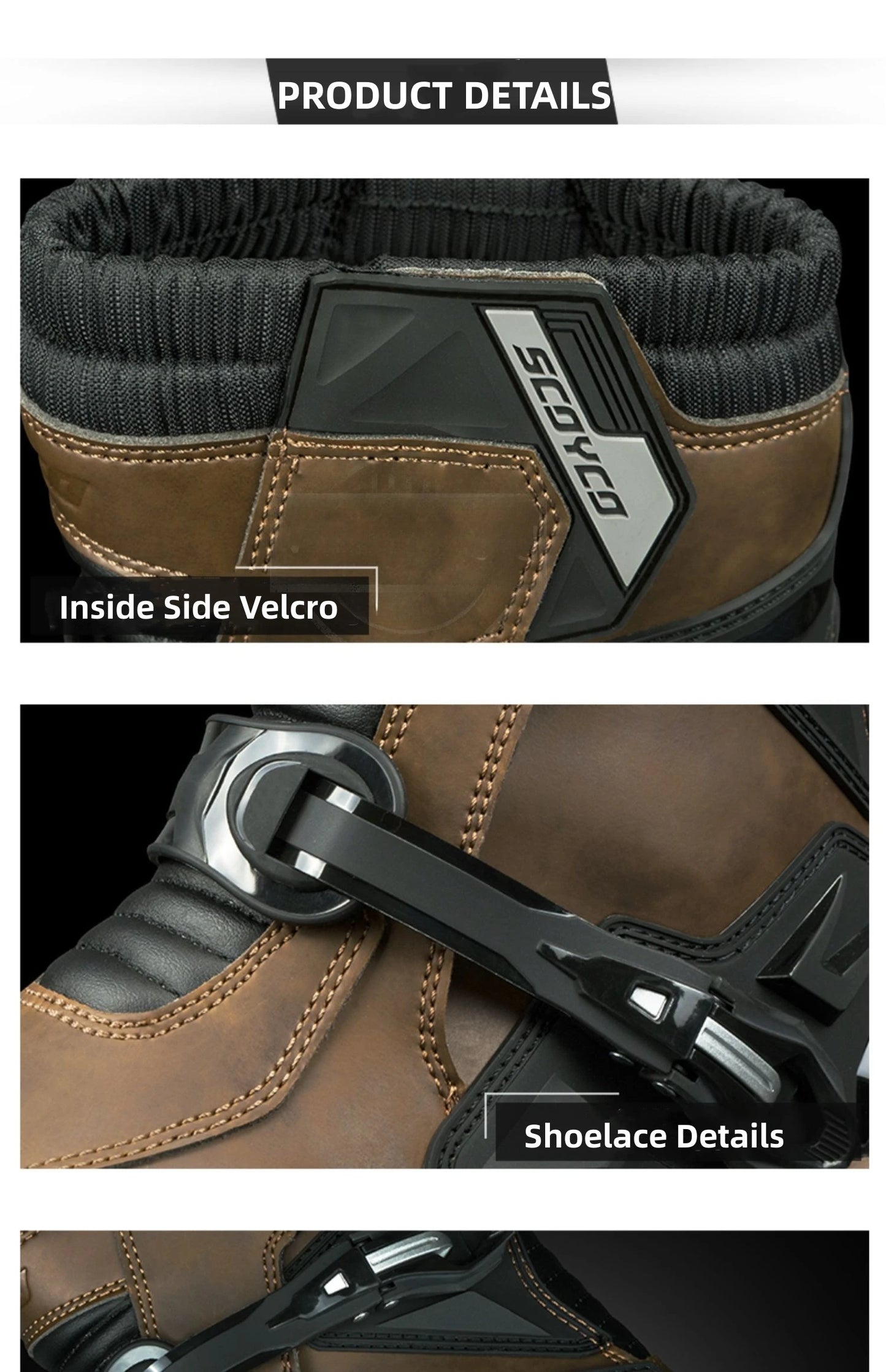 Scoyco Enduro Motorcycle Boots Waterproof Motorcyclist Botas Brown Leather Motocross Boots Off Road Racing Black For Men Knight