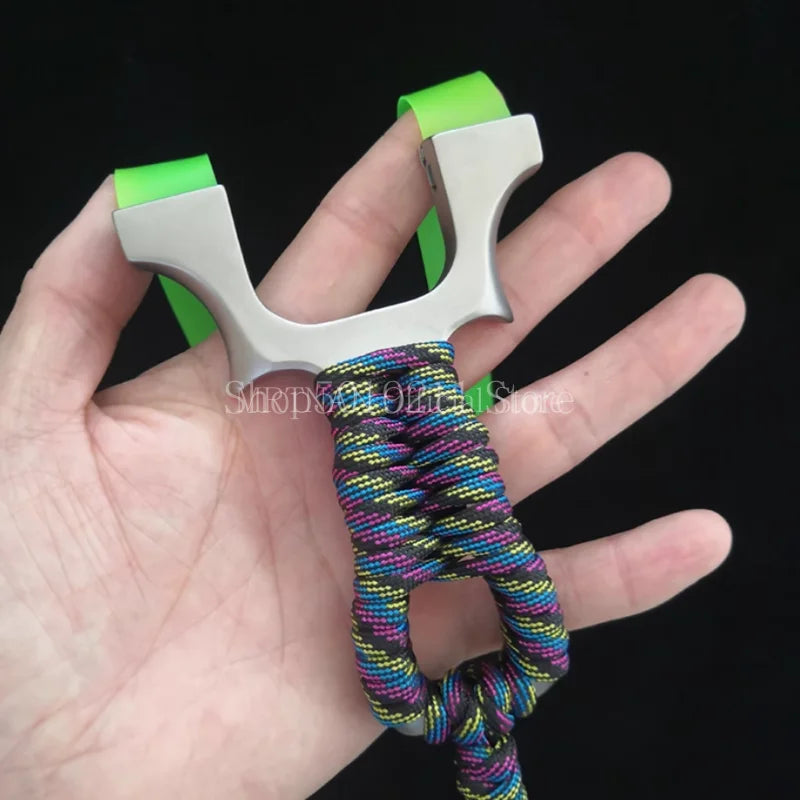 High-quality Titanium Alloy Slingshot with Rubber Band Professional Outdoor Sports Hunting Shooting Catapult Accessories