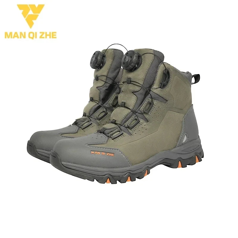 Motorcycle Boots Cowhide Waterproof Motorbike Travel Botas Hiking Shoes Road Cycling Zapatos Men Four Season For KTM For Honda