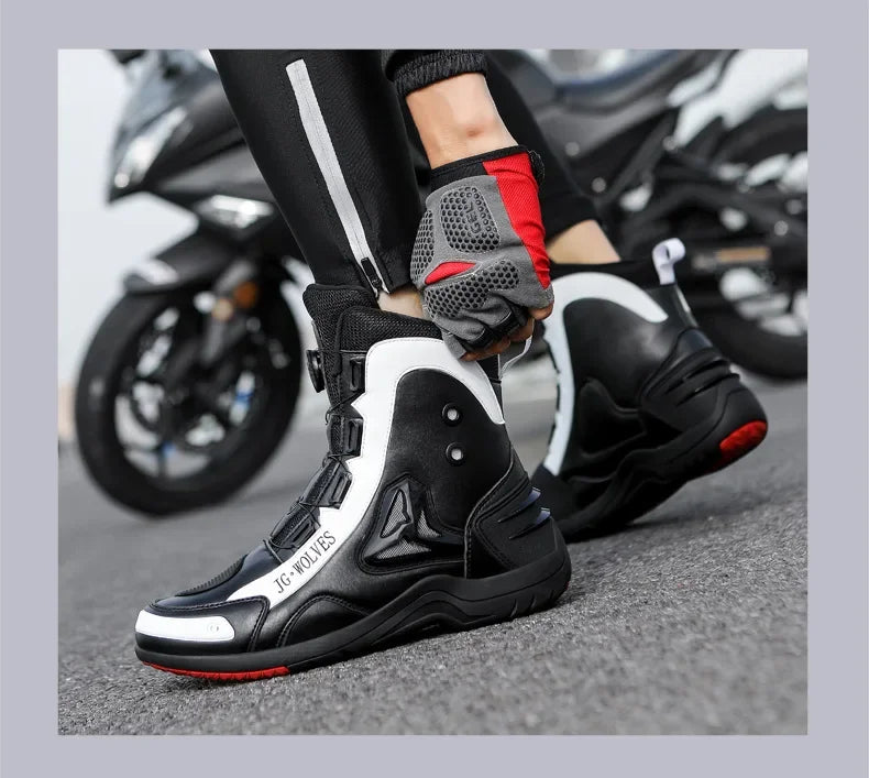 Non-slip  Motorcycle Protective Rubber Soles Boots Casual Motorcycle Boots Men's Leather Boots Motorcycle Riding Shoes