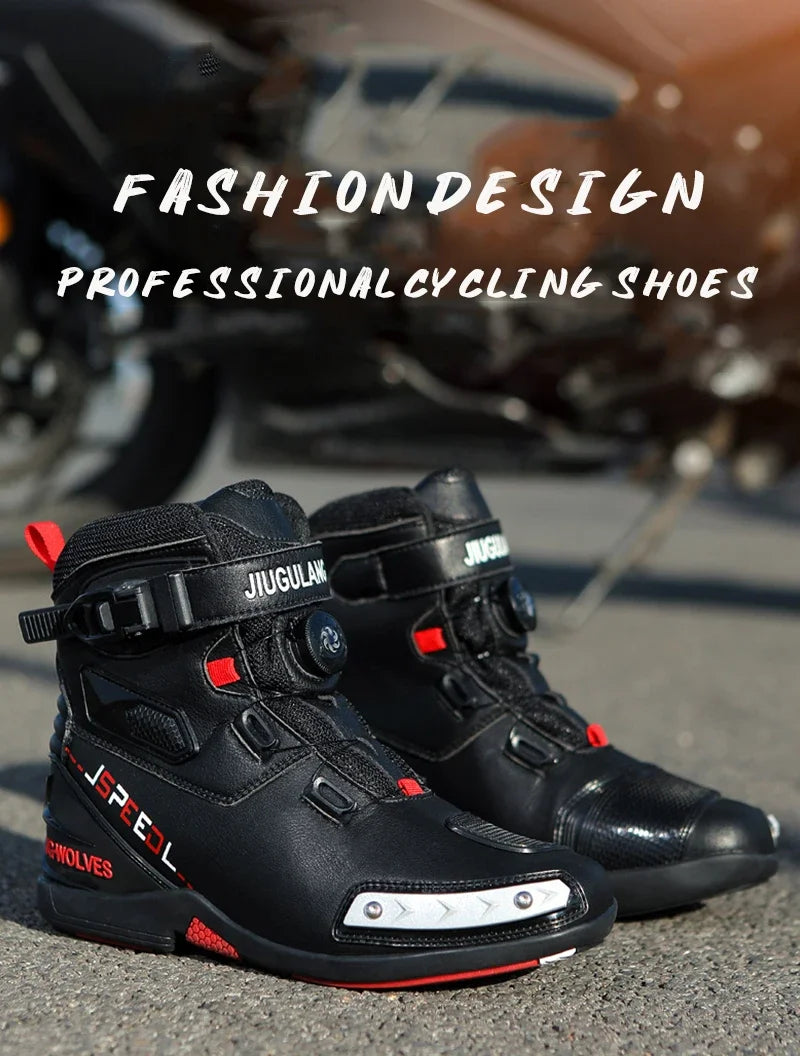 2024 New Motorcycle Boots Man Leather Motos Riders Protective Boots Waterproof Non-slip Motocross Mountain Racing Shoes