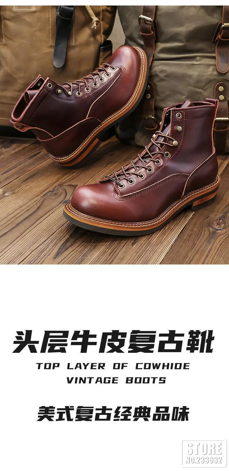New Arrival! Vintage Motorcycle Boots Casual Men Ankle Boots Cowhide Leather Shoes Wedge Tooling Desert Boots Motorcycle Shoes