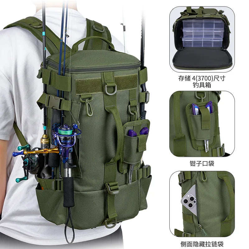 Waterproof Sports Climb Bag Multifunctional Backpack With Large Capacity For Men Fishing Equipment Gear Backpack Handbag