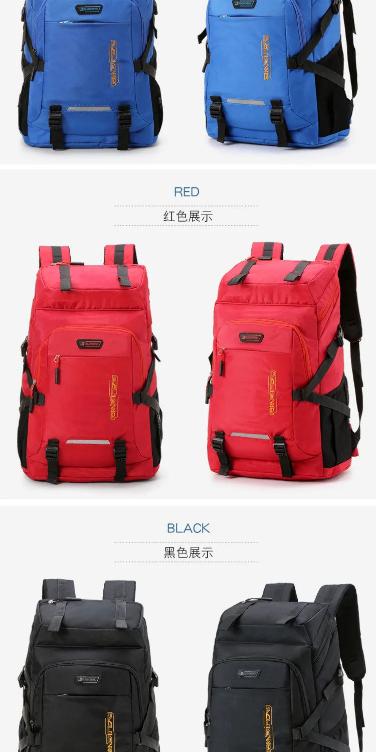 50L Waterproof Hiking Camping Travel Backpack Men Women Outdoor Large Capacity Mountain Climbing Bag Oxford Luggage Rucksack