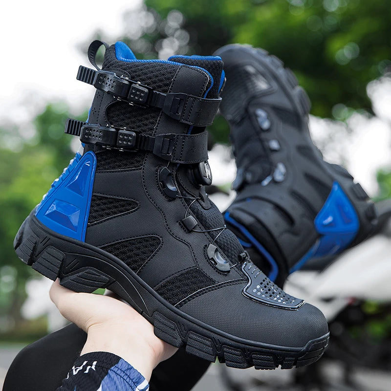 Men's Motorcycle Boots High Quality Breathable Motocross Shoes TPU Protective Men Motorcycle Shoes Non-slip Motos Riding Boot