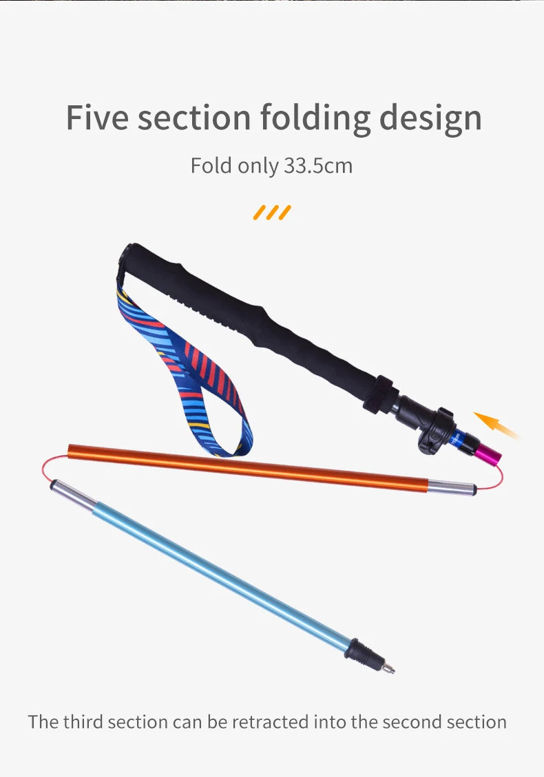 AONIJIE E4208 Rainbow Color Unisex Outdoor Hiking Pole Telescopic Adjustable Aluminum Alloy Pole Running Hiking Walking Stick