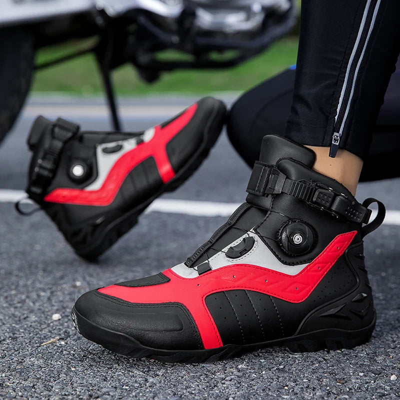 Waterproof Motorcycle Boots Man Wear-Resistant Motocross Boot Breathable Women Motorcycle Anti-Slip Motorcycle Shoes Anti-Fall