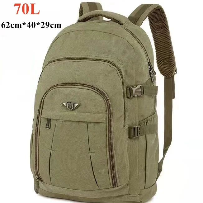 55L 70L Canvas Sports Backpack Men Outdoor Hiking Camping Travel Bag Luggage Rucksack Large Capacity Climbing Tactical Backpack