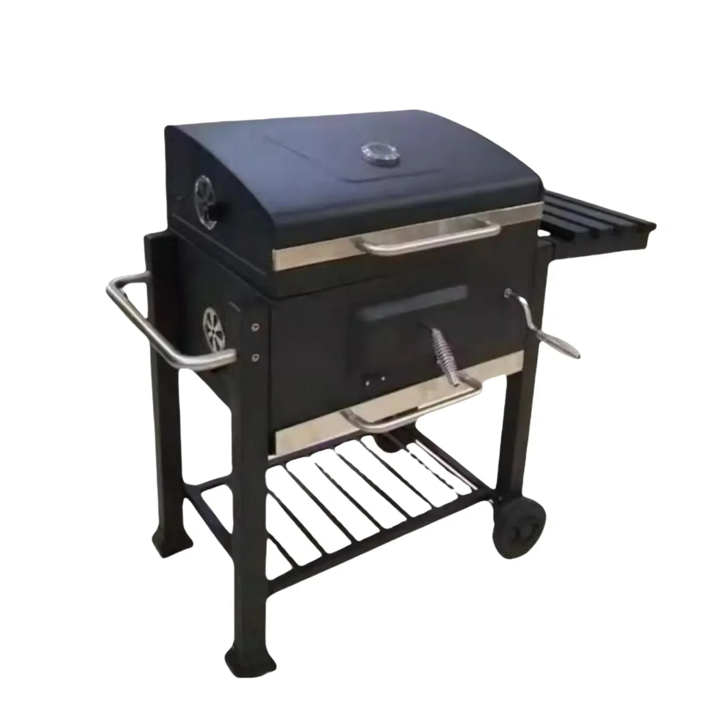 New Oil Drum Barrel Outdoor Charcoal Barbeque BBQ Grills Backyard Party Barbecue Smoker with Rotisserie Roast Chicken Rack