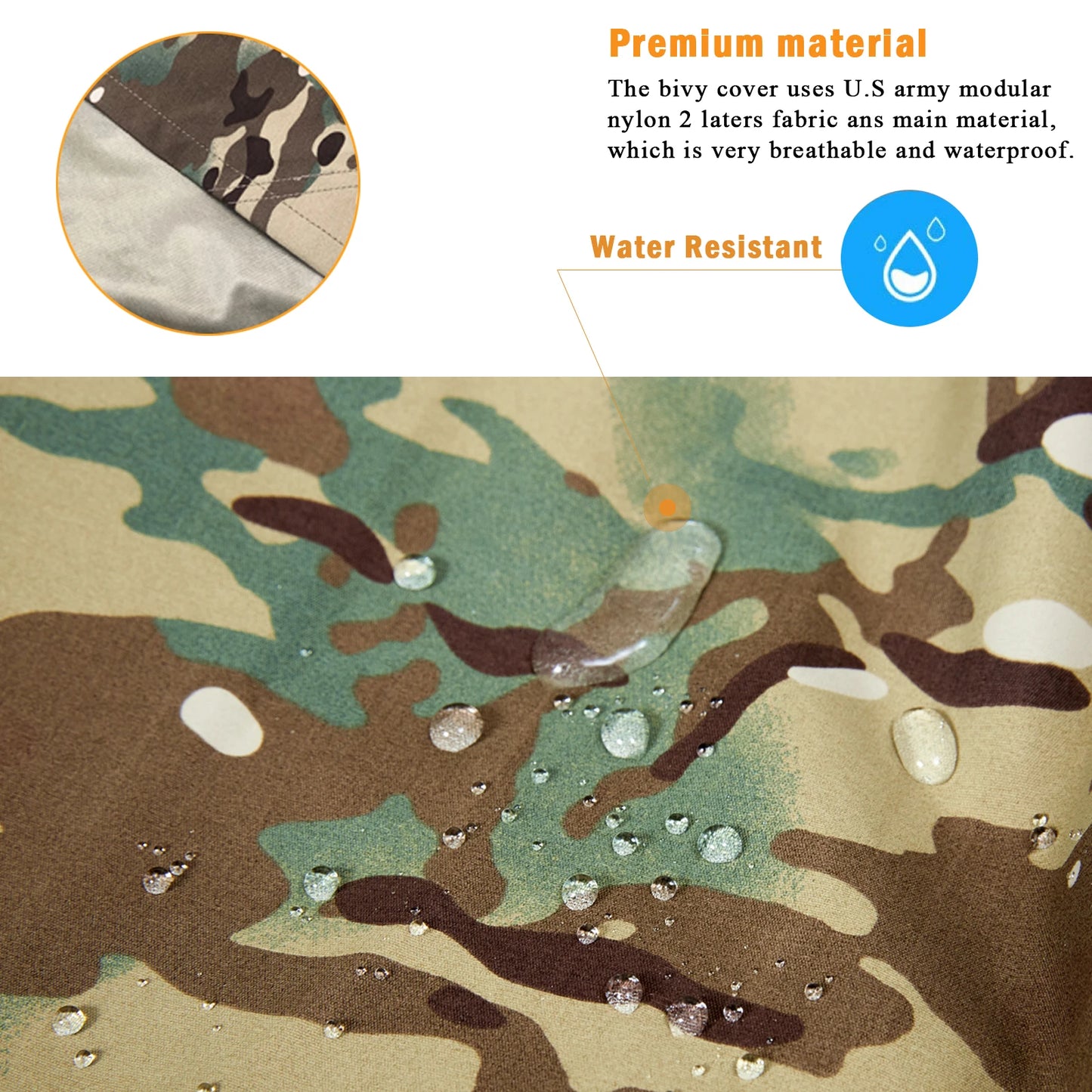 Bivy Cover Sack for Military Army Modular Sleeping System, Waterproof Outer Shell for Sleeping Bag, Minimalist Stealth Shelter