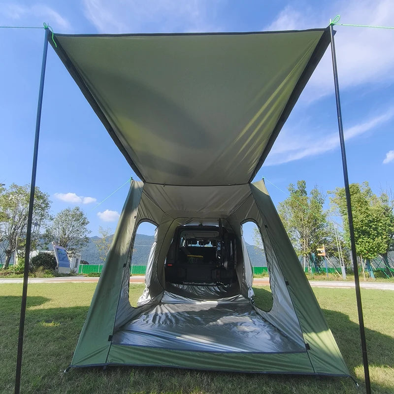 SUV Car Tent with Big Awning, Rear Tent, Camping, Multi-Use Tarp, Roomy Family Camping Tent with Floor, Car Side Tent