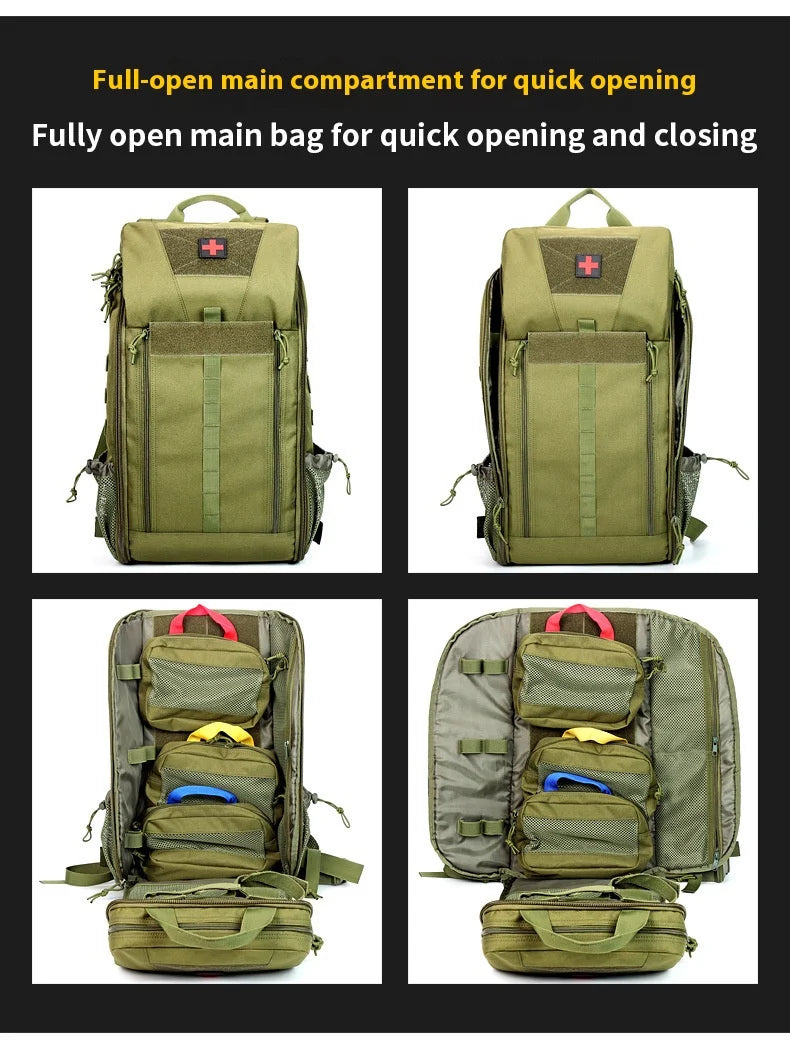 Tactical Medical Backpack MOLLE Detachable Med Kit - Quick-Access Military Survival Emergency Pack for Camping First Aid