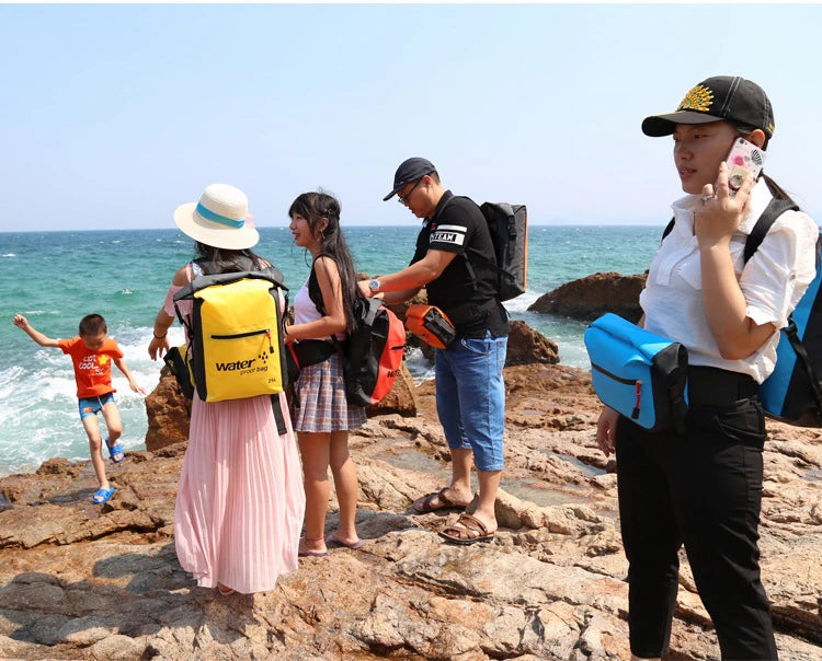 25L Foldable Hiking Bag Durable PVC Waterproof Rolltop Rucksack Backpack Abrasion-Resistant Shoulder Pack for Outdoor Adventures