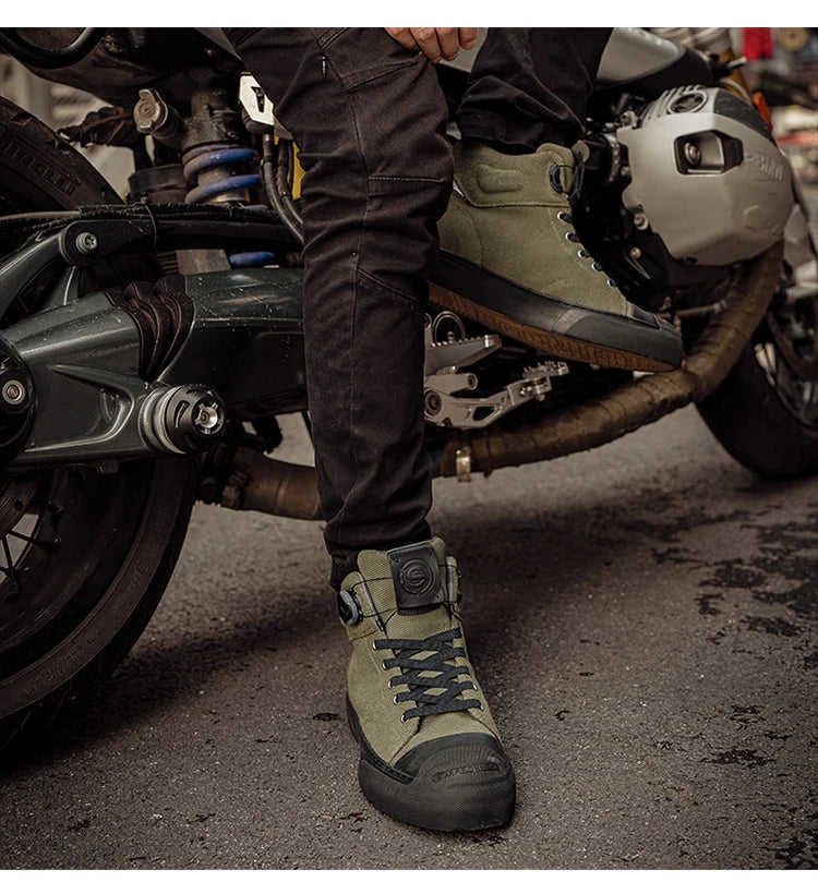 Star Field Knight Green Retro Motorcycle Riding Shoes Comfortable Breathable Hard Protection Wear-resistant Motocross Race Boots