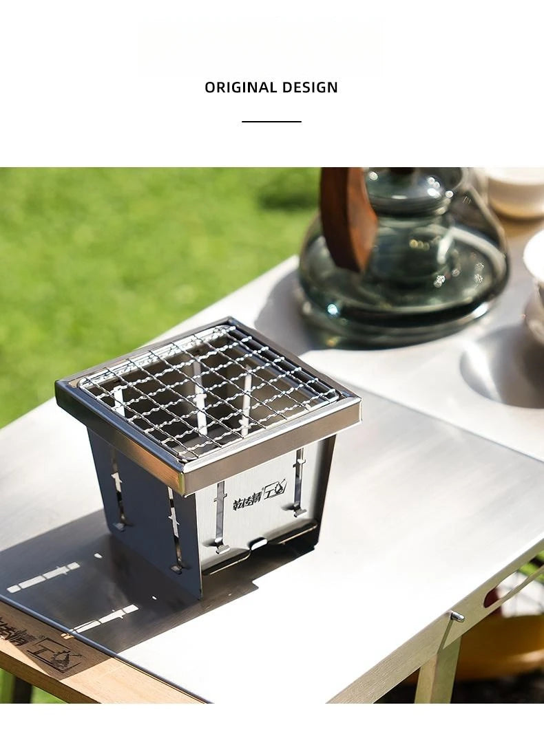 Mini Barbecue Grill Around The Stove Make Tea Outdoor Portable Folding BBQ Grill Stove Stainless Steel Furnace
