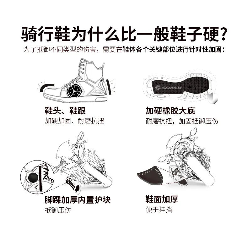Scoyco Men Motorcycle Boots Motorcycle Shoes Enduro Motorcycle Boots Anti-fall Motorcycle Boots Breathable  Riding Boots