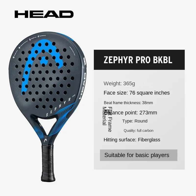Genuine HEAD Tennis Padel Rackets ZEPHYR Series Carbon Fibre EVA Memory Flex Foam Core Padel Tennis Racquets Lightweight