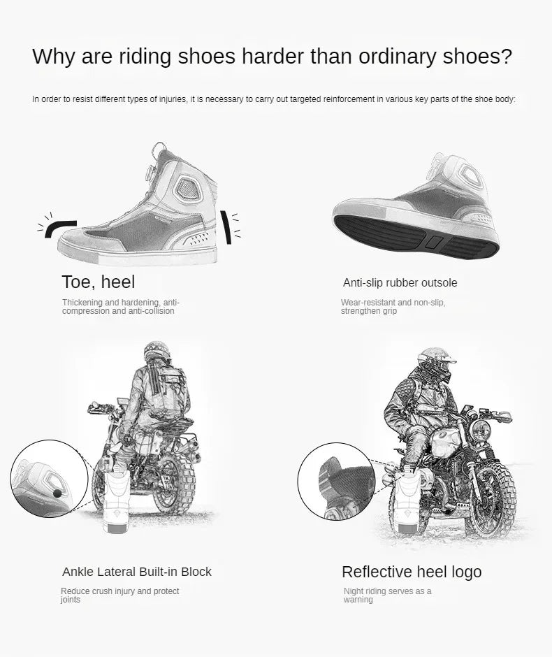 Sulaite Motorcycle Boots Men Waterproof Motorcyclist Boots Black Leather Motocross Boots Breathable Moto Biker Shoes