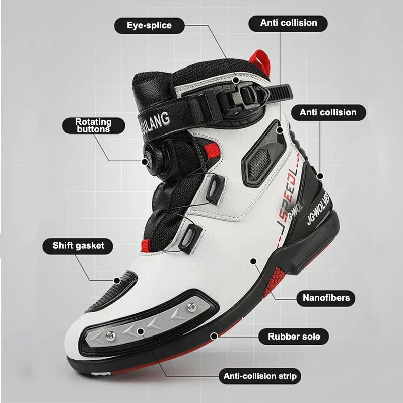 2024 New Motorcycle Boots Man Leather Motos Riders Protective Boots Waterproof Non-slip Motocross Mountain Racing Shoes
