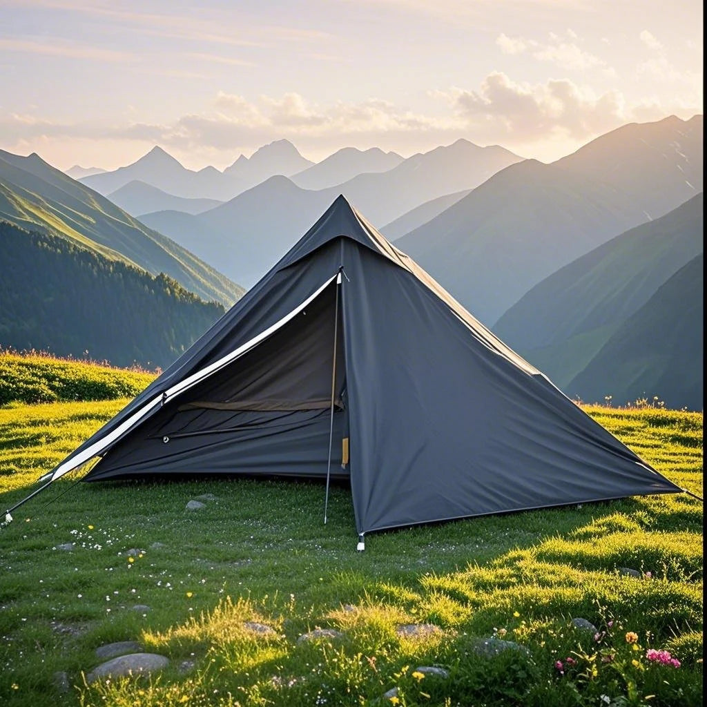 1-Person Ultralight Trekking Pole Tent - Pyramid Design, Waterproof PU4000, 2-Layer Mesh for Backpacking/Hiking, Without Pole