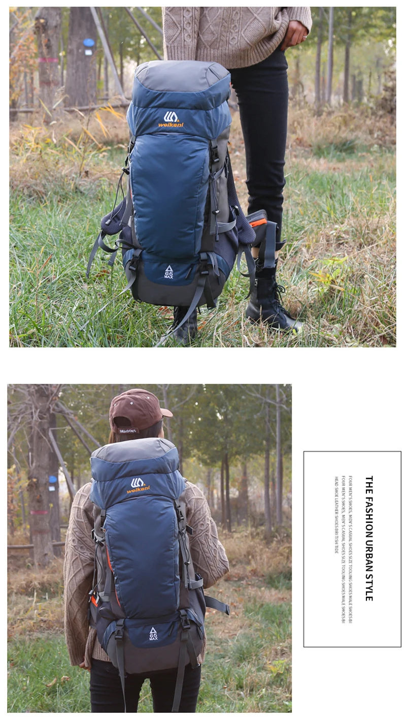 65L Climbing Backpack Large Capacity Outdoor Camping Sports Women Men Waterproof Travel Nature Hike Mountaineering Trekking Bag